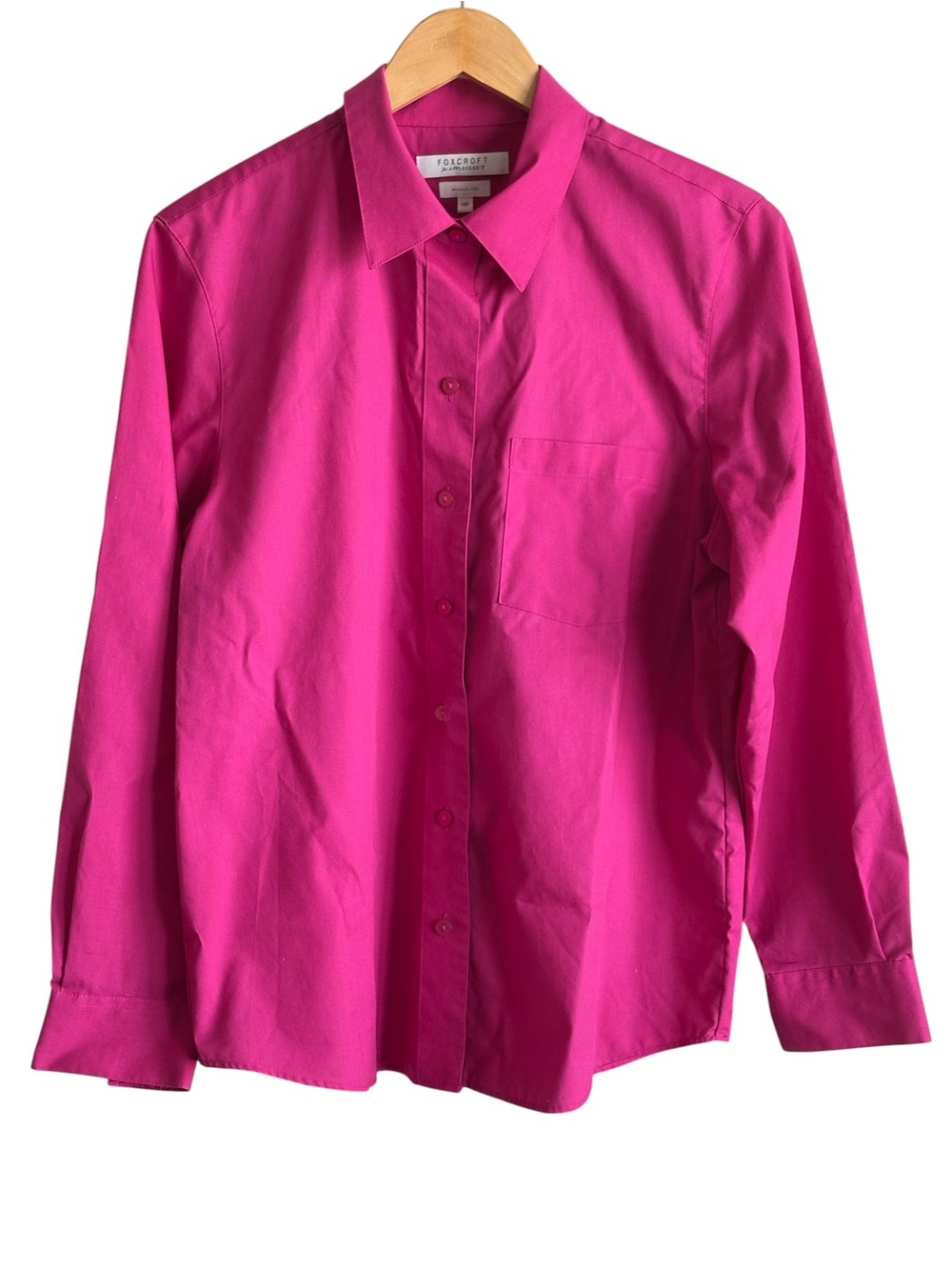 Foxcroft for Appleseed Wrinkle Free Pink Fuchsia Blouse Size 14P - Picture 3 of 5